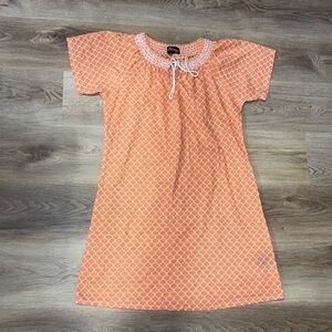 Gorgeous Liza Byrd Coral Jacquard Print Cotton Sun dress Beach Cover up Medium